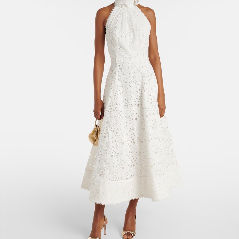 Rebecca Vallance - Elegant White Lace Halter Dress